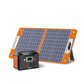 200W Portable Power Station, FlashFish 40800mAh Solar Generator with 110V AC Outlet/2 DC Ports/3 USB Ports, USB-C/QC3.0 for Phones