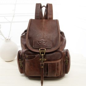 Retro shoulder bag female new female bag fashion trend hook women's backpack student bag (Option: Dark Brown)