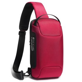 Men's Business Messenger Waterproof Shoulder Bag (Color: Red)