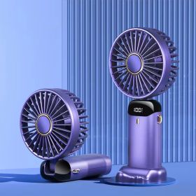 Portable Fan, Handheld Fan Personal Mini Fan 4200mAh Rechargeable With 5 Speeds, Battery Operated Mini Fan With LED Display (Color: Purple)