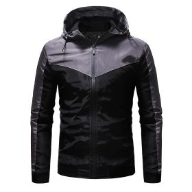 Men's Outdoor Sun Protection Zipper Hooded Casual Jacket (Color: Black, size: XL)