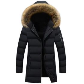 Men's Warm Cotton Coats Outdoor Jacket (Color: Black, size: S)