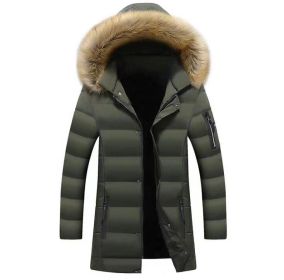 Men's Warm Cotton Coats Outdoor Jacket (Color: green, size: M)