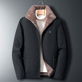 Aulemen Men Winter Jacket Windproof Warm Coat Men&#39;s Casual Men Autumn Brand Outwear New Fashion Outdoor Thick Fleece Jacket Man (Color: Black, size: XXXL(80-87.5Kg))