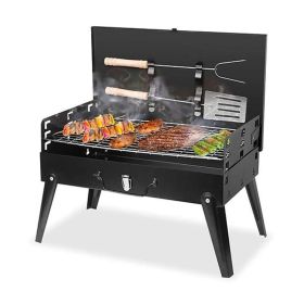 Outdoor Camping Picnics Garden Grilling Foldable Portable BBQ Grill (Type: BBQ Grill, Color: Black B)